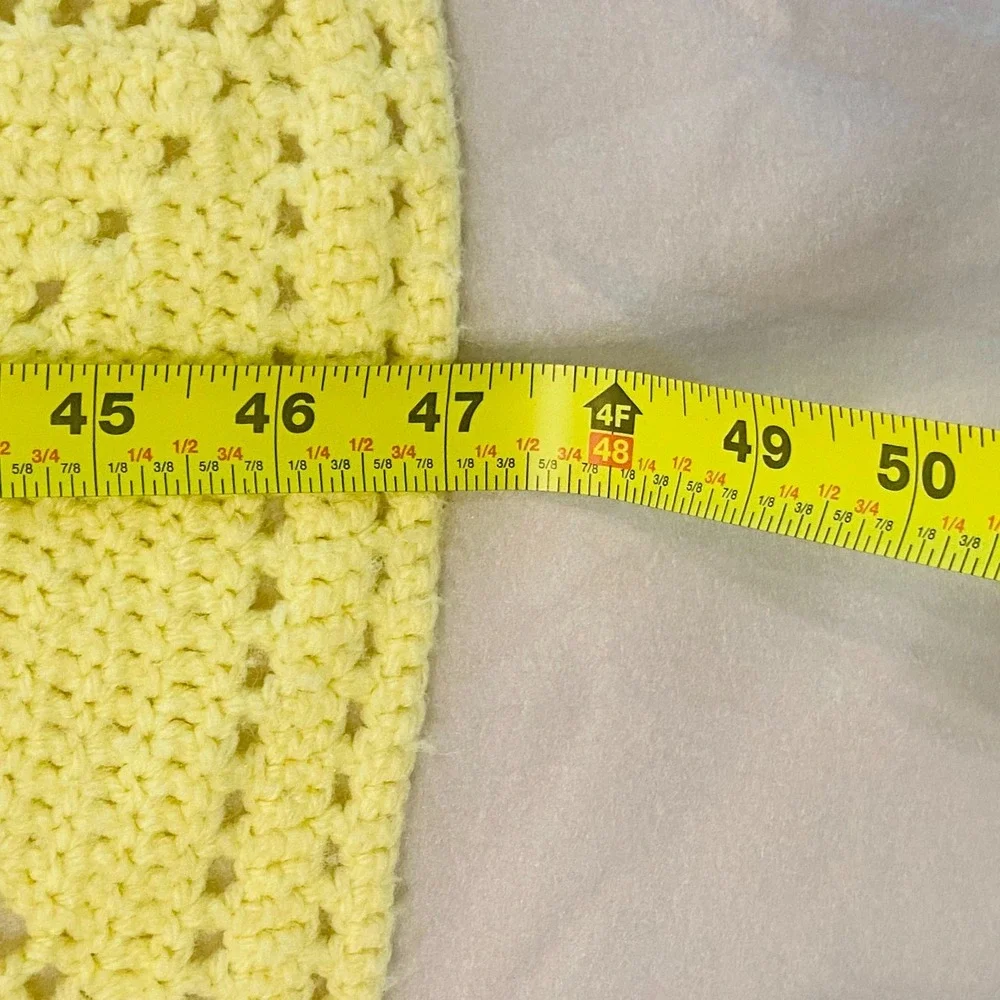 Handmade Crochet Baby Afghan Blanket Pale Yellow 47